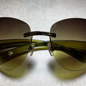 Authentic CHANEL #4038 Olive Gradient Rimless Sunglasses with Silver Bridge